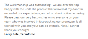 TerraCube Testimonial X